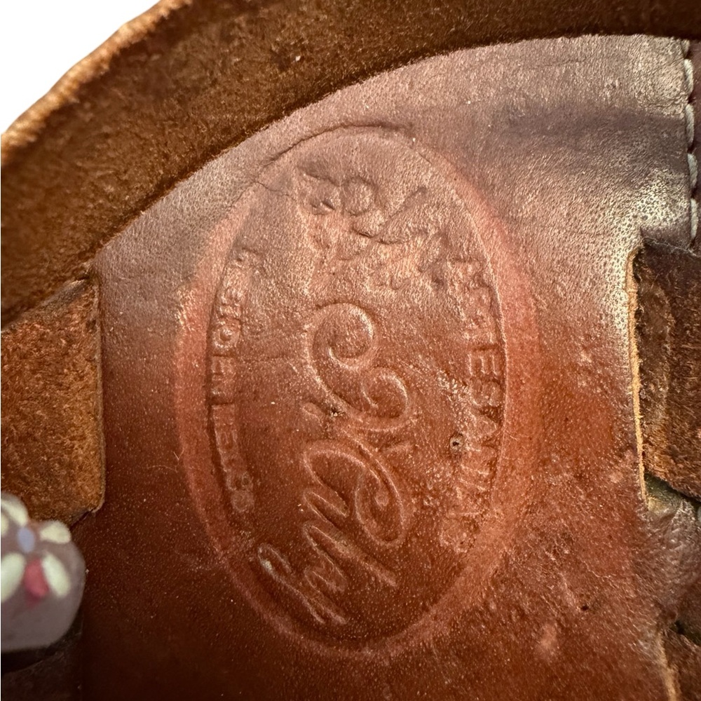Authentic Mexican Women’s Brown Leather Sun-Emblem Sandals from Mexico Sz 9 - Picture 5 of 5